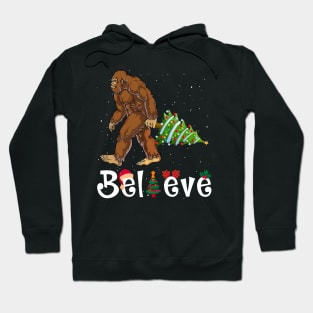 Believe Bigfoot Xmas Yeti Christmas Tree Sasquatch Holiday Gift Hoodie